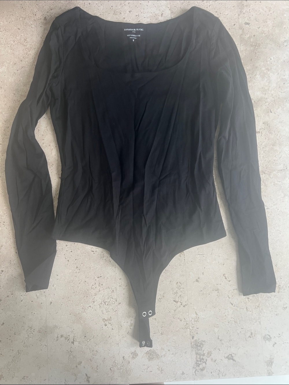 Banana Republic Black Long Sleeve Scoop Neck Bodysuit
